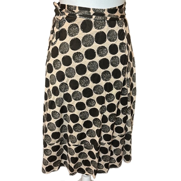 TOCCA Lightweight Brown & Tan Polka Dot Midi Wrap Skirt - Picture 1 of 5